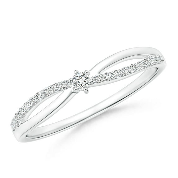 ANGARA Natural Prong Set Diamond Split Shank Promise Ring in 14K White Gold for Women (Size-2mm| Color-H| Clarity-SI2) | April Birthstone, Anniversary, Jewelry Gift for Women | Natural Diamond Ring