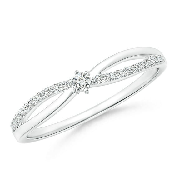 ANGARA Natural Prong Set Diamond Split Shank Promise Ring in 14K White Gold for Women (Size-2mm| Color-H| Clarity-SI2) | April Birthstone, Birthday, Jewelry Gift for Women | Natural Diamond Ring