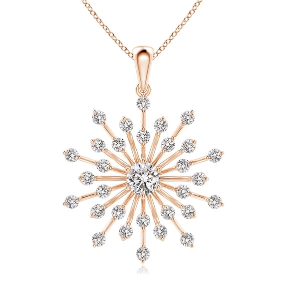ANGARA Natural Prong-Set Diamond Sunburst Pendant in 14K Rose Gold for Women (Size-3.8mm| Color-I-J| Clarity-I1-I2) | April Birthstone, Anniversary, Jewelry Gift for Women | Natural Diamond Necklace