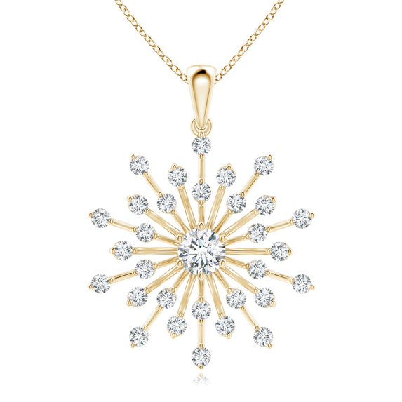 ANGARA Natural Prong-Set Diamond Sunburst Pendant in 14K Yellow Gold for Women (Size-3.8mm| Color-G| Clarity-VS2) | April Birthstone, Anniversary, Jewelry Gift for Women | Natural Diamond Necklace