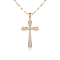 ANGARA Natural Prong-Set Diamond Tapered Cross Pendant in 14K Rose Gold for Women (Size-1.3mm| Color-G| Clarity-VS2) | April Birthstone, Anniversary, Jewelry Gift for Women | Natural Diamond Necklace
