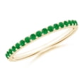 thumbnail image 1 of ANGARA Natural Prong Set Half Eternity Round Emerald Wedding Ring in 14K Yellow Gold for Women (Size-1.5mm) | May Birthstone, Birthday, Anniversary, Jewelry Gift for Women | Natural Emerald Ring, 1 of 9