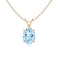 thumbnail image 1 of ANGARA Natural Prong-Set Oval 1 ct Aquamarine V-Bale Solitaire Pendant in 14K Rose Gold for Women (Size-8x6mm) | March Birthstone, Anniversary, Jewelry Gift for Women | Natural Aquamarine Necklace, 1 of 8