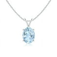 thumbnail image 1 of ANGARA Natural Prong-Set Oval 1 ct Aquamarine V-Bale Solitaire Pendant in 14K White Gold for Women (Size-8x6mm) | March Birthstone, Anniversary, Jewelry Gift for Women | Natural Aquamarine Necklace, 1 of 8