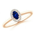 thumbnail image 1 of ANGARA Natural Prong-Set Oval Blue Sapphire Halo Ring in 14K Rose Gold for Women (Size-5x3mm) | September Birthstone, Birthday, Anniversary, Jewelry Gift for Women | Natural Blue Sapphire Ring, 1 of 7