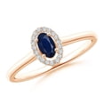 thumbnail image 1 of ANGARA Natural Prong-Set Oval Blue Sapphire Halo Ring in 14K Rose Gold for Women (Size-5x3mm) | September Birthstone, Birthday, Anniversary, Jewelry Gift for Women | Natural Blue Sapphire Ring, 1 of 7