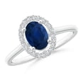 thumbnail image 1 of ANGARA Natural Prong-Set Oval Blue Sapphire Halo Ring in 14K White Gold for Women (Size-7x5mm) | September Birthstone, Birthday, Anniversary, Jewelry Gift for Women | Natural Blue Sapphire Ring, 1 of 7