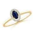 thumbnail image 1 of ANGARA Natural Prong-Set Oval Blue Sapphire Halo Ring in 14K Yellow Gold for Women (Size-5x3mm) | September Birthstone, Birthday, Anniversary, Jewelry Gift for Women | Natural Blue Sapphire Ring, 1 of 7