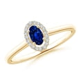 thumbnail image 1 of ANGARA Natural Prong-Set Oval Blue Sapphire Halo Ring in 14K Yellow Gold for Women (Size-5x3mm) | September Birthstone, Birthday, Anniversary, Jewelry Gift for Women | Natural Blue Sapphire Ring, 1 of 8
