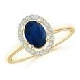 thumbnail image 1 of ANGARA Natural Prong-Set Oval Blue Sapphire Halo Ring in 14K Yellow Gold for Women (Size-7x5mm) | September Birthstone, Birthday, Anniversary, Jewelry Gift for Women | Natural Blue Sapphire Ring, 1 of 8
