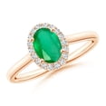 thumbnail image 1 of ANGARA Natural Prong-Set Oval Emerald and Diamond Halo Engagement Ring in 14K Rose Gold for Women (Size-7x5mm) | May Birthstone, Birthday, Anniversary, Jewelry Gift for Women | Natural Emerald Ring, 1 of 7