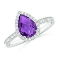 thumbnail image 1 of ANGARA Natural Prong-Set Pear-Shaped 1.2 ct Amethyst Ring with Beaded Halo in 14K White Gold for Women (Size-9x6mm) | February Birthstone, Anniversary, Jewelry Gift for Women | Natural Amethyst Ring, 1 of 10