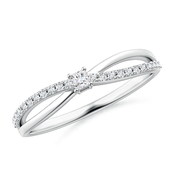 ANGARA Natural Prong Set Princess-Cut Diamond Promise Ring in 14K White Gold for Women (Size-2mm| Color-G| Clarity-VS2) | April Birthstone, Anniversary, Jewelry Gift for Women | Natural Diamond Ring