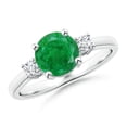 thumbnail image 1 of ANGARA Natural Prong-Set Round 3 Stone 1.2 ct Emerald and Diamond Engagement Ring in 14K White Gold for Women (Size-7mm) | May Birthstone, Anniversary, Jewelry Gift for Women | Natural Emerald Ring, 1 of 9