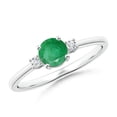 thumbnail image 1 of ANGARA Natural Prong-Set Round 3 Stone Emerald and Diamond Ring in 925 Sterling Silver for Women (Size-5mm) | May Birthstone, Birthday, Anniversary, Jewelry Gift for Women | Natural Emerald Ring, 1 of 11