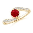 thumbnail image 1 of ANGARA Natural Prong-Set Ruby Bypass Ring with Diamond Accents in 14K Yellow Gold for Women (Size-5mm) | July Birthstone Jewelry for Her | Natural Ruby Rings, 1 of 9