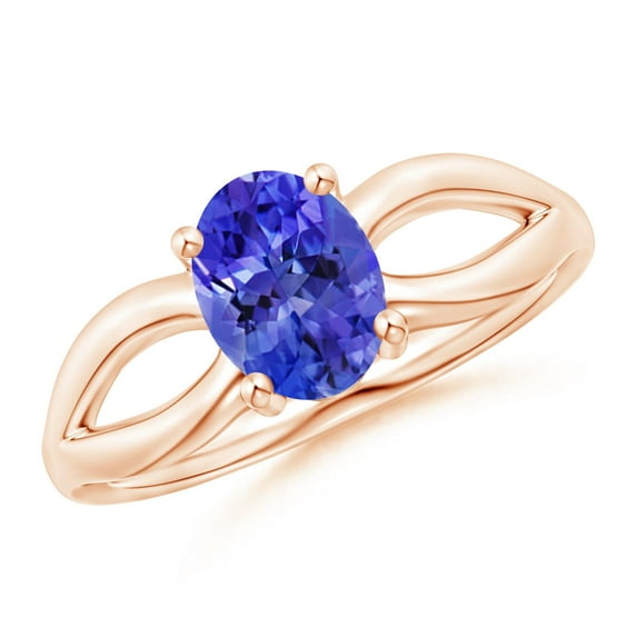 ANGARA Natural Prong-Set Solitaire 1.25 ct Tanzanite Split Shank Ring in 14K Rose Gold for Women (Size-8x6mm) | December Birthstone, Anniversary, Jewelry Gift for Women | Natural Tanzanite Ring