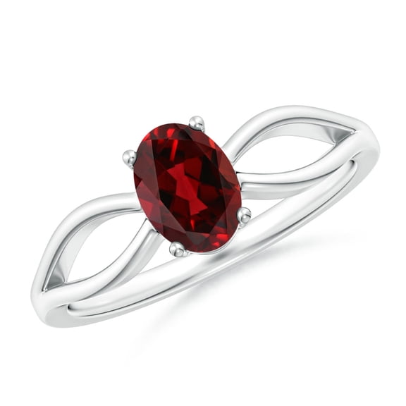 ANGARA Natural Prong-Set Solitaire Garnet Split Shank Ring in 925 Sterling Silver for Women (Size-7x5mm) | January Birthstone, Birthday, Anniversary, Jewelry Gift for Women | Natural Garnet Ring
