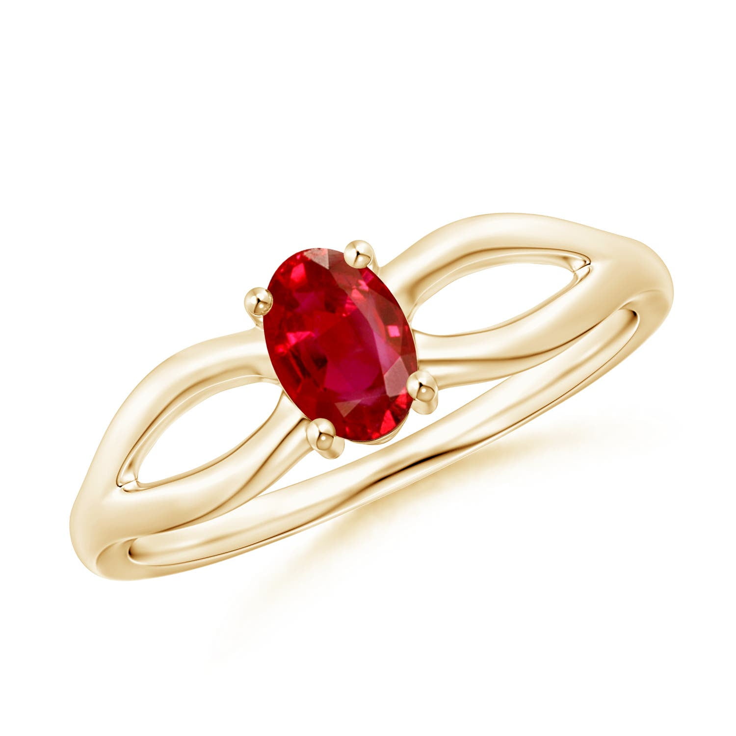 ANGARA Natural Prong-Set Solitaire Ruby Split Shank Ring in 14K Yellow ...