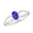 thumbnail image 1 of ANGARA Natural Prong-Set Solitaire Tanzanite Split Shank Ring in 14K White Gold for Women (Size-6x4mm) | December Birthstone, Birthday, Anniversary, Jewelry Gift for Women | Natural Tanzanite Ring, 1 of 9