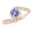 thumbnail image 1 of ANGARA Natural Prong-Set Tanzanite Bypass Ring with Diamond Accents in 14K Rose Gold for Women (Size-6mm) | December Birthstone, Birthday, Anniversary, Jewelry Gift for Women | Natural Tanzanite Ring, 1 of 9
