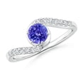 thumbnail image 1 of ANGARA Natural Prong-Set Tanzanite Bypass Ring with Diamond Accents in 14K White Gold for Women (Size-5mm) | December Birthstone, Anniversary, Jewelry Gift for Women | Natural Tanzanite Ring, 1 of 9