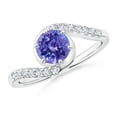 thumbnail image 1 of ANGARA Natural Prong-Set Tanzanite Bypass Ring with Diamond Accents in 14K White Gold for Women (Size-6mm) | December Birthstone, Anniversary, Jewelry Gift for Women | Natural Tanzanite Ring, 1 of 9