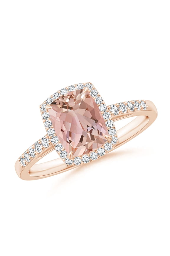 Natural Rectangular Cushion 1.2 ct Morganite Halo Engagement Ring in 14K Rose Gold for Women | Birthday, Anniversary, Jewelry Gift for Women | Natural Morganite Ring