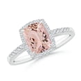 thumbnail image 1 of ANGARA Natural Rectangular Cushion 1.2 ct Morganite Halo Engagement Ring in 14K White Gold for Women | Birthday, Anniversary, Jewelry Gift for Women | Natural Morganite Ring, 1 of 13