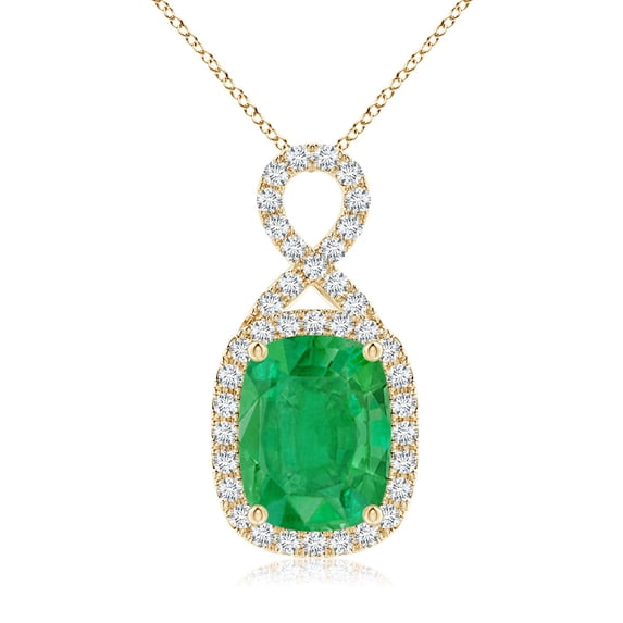 ANGARA Natural Rectangular Cushion 1.25 ct Emerald Infinity Pendant in 14K Yellow Gold for Women (Size-8x6mm) | May Birthstone, Anniversary, Jewelry Gift for Women | Natural Emerald Necklace