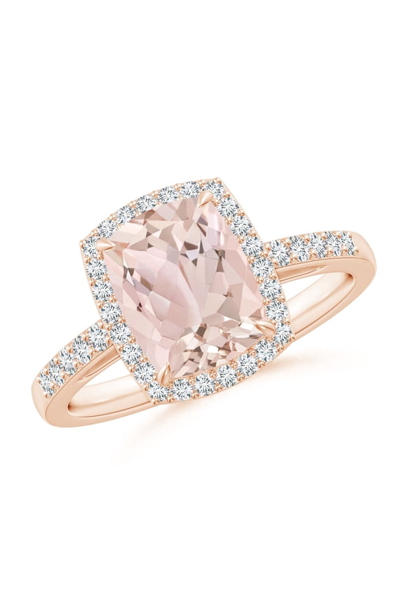 Natural Rectangular Cushion 1.8 ct Morganite Halo Engagement Ring in 14K Rose Gold for Women | Birthday, Anniversary, Jewelry Gift for Women | Natural Morganite Ring