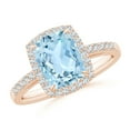 thumbnail image 1 of ANGARA Natural Rectangular Cushion 1.85 ct Aquamarine Halo Engagement Ring in 14K Rose Gold for Women (Size-9x7mm) | March Birthstone, Anniversary, Jewelry Gift for Women | Natural Aquamarine Ring, 1 of 8