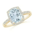 thumbnail image 1 of ANGARA Natural Rectangular Cushion 1.85 ct Aquamarine Halo Engagement Ring in 14K Yellow Gold for Women (Size-9x7mm) | March Birthstone, Anniversary, Jewelry Gift for Women | Natural Aquamarine Ring, 1 of 9