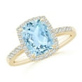 thumbnail image 1 of ANGARA Natural Rectangular Cushion 1.85 ct Aquamarine Halo Engagement Ring in 14K Yellow Gold for Women (Size-9x7mm) | March Birthstone, Anniversary, Jewelry Gift for Women | Natural Aquamarine Ring, 1 of 8