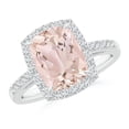 thumbnail image 1 of ANGARA Natural Rectangular Cushion 2.7 ct Morganite Halo Engagement Ring in 14K White Gold for Women | Birthday, Anniversary, Jewelry Gift for Women | Natural Morganite Ring, 1 of 11