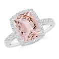 thumbnail image 1 of ANGARA Natural Rectangular Cushion 2.7 ct Morganite Halo Engagement Ring in 14K White Gold for Women | Birthday, Anniversary, Jewelry Gift for Women | Natural Morganite Ring, 1 of 11