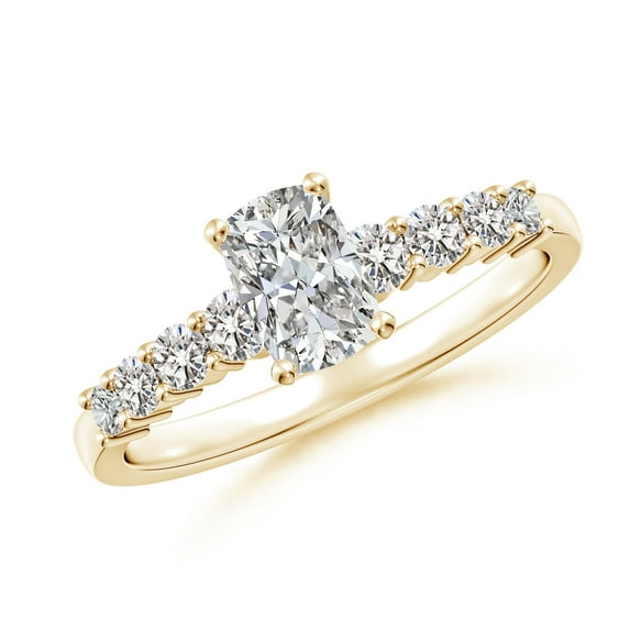 ANGARA Natural Rectangular Diamond Engagement Ring in 14K Yellow Gold for Women (Size-6.5x4.5mm| Color-I-J| Clarity-I1-I2) | Anniversary, Jewelry Gift for Women | Natural Diamond Ring