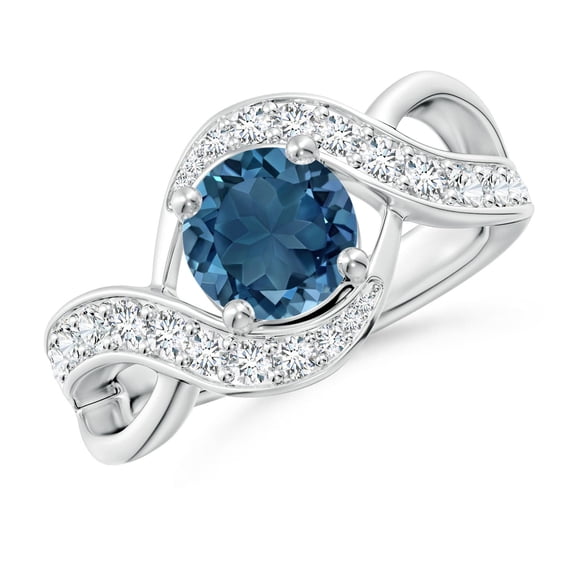 ANGARA Natural Round 1.55 ct London Blue Topaz Infinity Promise Ring in 925 Sterling Silver for Women (Size-7mm) | November Birthstone Jewelry for Women | London Blue Topaz Ring (Ring Size- 7.5)