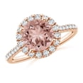 thumbnail image 1 of ANGARA Natural Round 1.65 ct Morganite Halo Ring with Diamond Accents in 14K Rose Gold for Women | Birthday, Anniversary, Jewelry Gift for Women | Natural Morganite Ring, 1 of 8