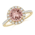 thumbnail image 1 of ANGARA Natural Round 1.65 ct Morganite Halo Ring with Diamond Accents in 14K Yellow Gold for Women | Birthday, Anniversary, Jewelry Gift for Women | Natural Morganite Ring, 1 of 11