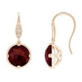 thumbnail image 1 of ANGARA Natural Round 1.8 ct Garnet Fish Hook Earrings with Diamond Accents in 14K Rose Gold for Women (Size-6mm) | January Birthstone, Anniversary, Jewelry Gift for Women | Natural Garnet Earrings, 1 of 8