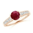 thumbnail image 1 of ANGARA Natural Round 1 ct Ruby Tapered Shank Solitaire Engagement Ring in 14K Rose Gold for Women (Size-6mm) | July Birthstone Jewelry for Her | Natural Ruby Rings, 1 of 11
