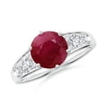 thumbnail image 1 of ANGARA Natural Round 2.1 ct Ruby Engagement Ring with Diamonds in 14K White Gold for Women (Size-8mm) | July Birthstone, Birthday, Anniversary, Jewelry Gift for Women | Natural Ruby Ring, 1 of 10