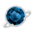 thumbnail image 1 of ANGARA Natural 6.3 ct London Blue Topaz Cocktail Ring with Diamond in 14K White Gold for Women (Size-11mm) | November Birthstone, Anniversary, Jewelry Gift for Women | Natural London Blue Topaz Ring, 1 of 9