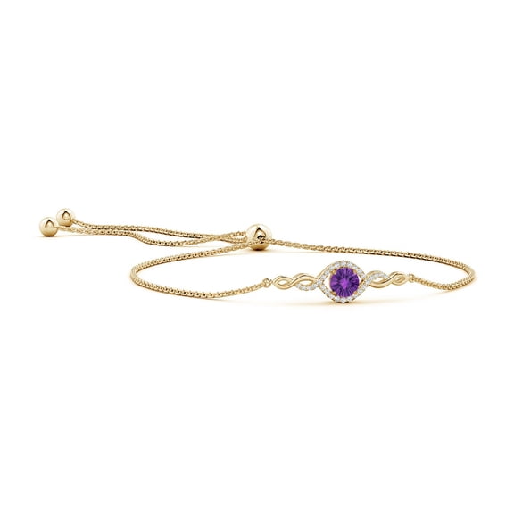 ANGARA Natural Round Amethyst Infinity Bolo Bracelet in 14K Yellow Gold for Women (Size-6mm) | February Birthstone, Birthday, Anniversary, Jewelry Gift for Women | Natural Amethyst Bracelet