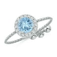 thumbnail image 1 of ANGARA Natural Round Aquamarine Bolo Ring with Diamond Halo in 14K White Gold for Women (Size-5mm) | March Birthstone, Birthday, Anniversary, Jewelry Gift for Women | Natural Aquamarine Ring, 1 of 9