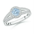 thumbnail image 1 of ANGARA Natural Round Aquamarine Split Shank Ring with Diamond Halo in 14K White Gold for Women (Size-5mm) | March Birthstone, Birthday, Anniversary, Jewelry Gift for Women | Natural Aquamarine Ring, 1 of 7