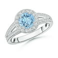 thumbnail image 1 of ANGARA Natural Round Aquamarine Split Shank Ring with Diamond Halo in 14K White Gold for Women (Size-6mm) | March Birthstone, Birthday, Anniversary, Jewelry Gift for Women | Natural Aquamarine Ring, 1 of 7