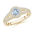 thumbnail image 1 of ANGARA Natural Round Aquamarine Split Shank Ring with Diamond Halo in 14K Yellow Gold for Women (Size-5mm) | March Birthstone, Birthday, Anniversary, Jewelry Gift for Women | Natural Aquamarine Ring, 1 of 9