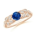 thumbnail image 1 of ANGARA Natural Round Blue Sapphire Leaf Shank Ring in 14K Rose Gold for Women (Size-5mm) | September Birthstone, Birthday, Anniversary, Jewelry Gift for Women | Natural Blue Sapphire Ring, 1 of 10